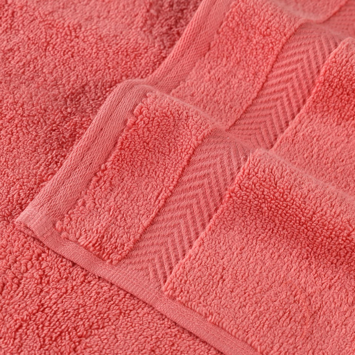 Zero Twist 100% Cotton Bathroom Towels, Super Soft, Fluffy, and Absorbent, Premium Quality 6 Piece Towel Set with 2 Washcloths, 2 Hand Towels, and 2 Bath Towels, Coral