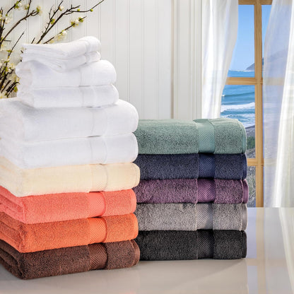Zero Twist 100% Cotton Bathroom Towels, Super Soft, Fluffy, and Absorbent, Premium Quality 6 Piece Towel Set with 2 Washcloths, 2 Hand Towels, and 2 Bath Towels, Coral