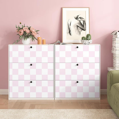 Pink Checkered Wallpaper Peel and Stick Pink and White Plaid Wallpaper for Girls Room Self Adhesive Princess Mosaic Contact Paper for Cabinets and Drawers Countertops Shelf Liner Bedroom