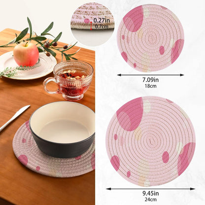 Light Pink Trivets for Hot Dishes Set of 2 Heat Resistant Pot Holders Cotton Trivets for Hot Pots and Pans Trivet Mat for Kitchen Cooking Baking