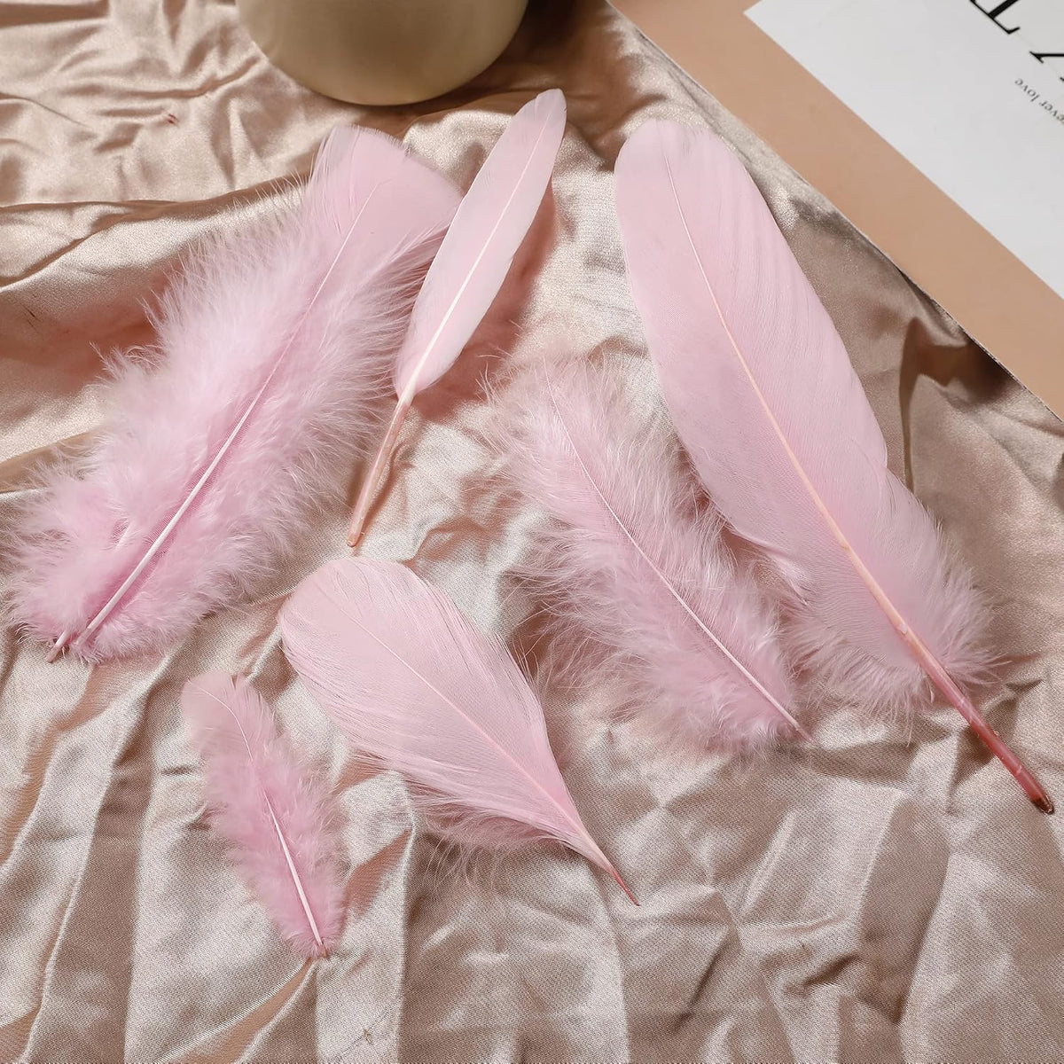 Mixed Pink Feathers Bulk for Crafting Supplies,240Pcs,6 Styles