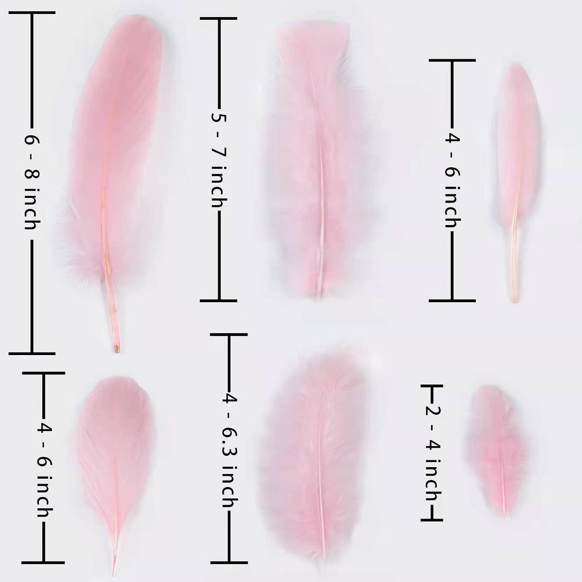 Mixed Pink Feathers Bulk for Crafting Supplies,240Pcs,6 Styles