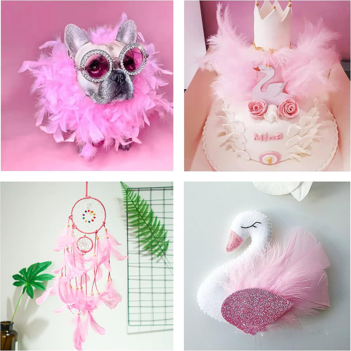 Mixed Pink Feathers Bulk for Crafting Supplies,240Pcs,6 Styles