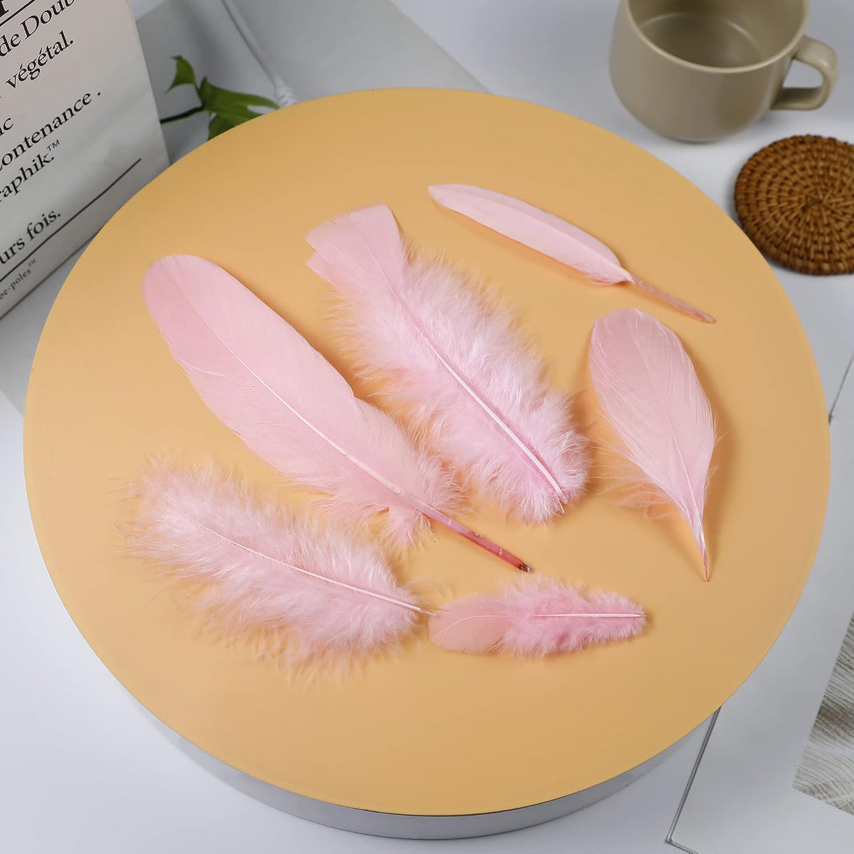 Mixed Pink Feathers Bulk for Crafting Supplies,240Pcs,6 Styles