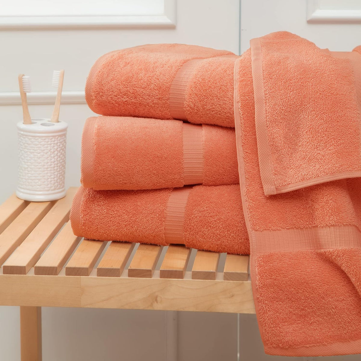 Washcloths 13x13, 4-Pack 100% Turkish Cotton Face, Coral
