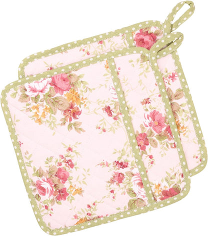 Quilted Pot Holder,Heat Resistant Hanging Pot Holder,2 Pack