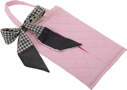Car Tissue Holder Car Tissue Box Organizer Rhombus Plaid Houndstooth Ribbon Faux Leather 11.02"x7.09"x1.57" Pink 1 Pc