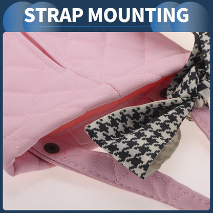 Car Tissue Holder Car Tissue Box Organizer Rhombus Plaid Houndstooth Ribbon Faux Leather 11.02"x7.09"x1.57" Pink 1 Pc