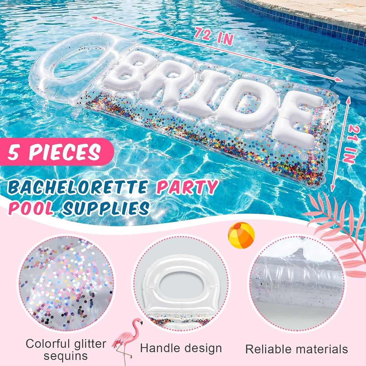 5 Pcs Bachelorette Pool Floats Set, Bride Pool Party Decor