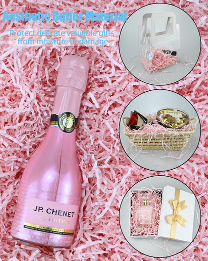 1.5LB/700g Crinkle Cut Paper Shred Filler, Packing Grass Cushion Paper for Mother's Day Wedding Birthday Anniversary Halloween Confetti Box Filling Wrapping Gift Decoration (Light Pink)