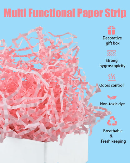 1.5LB/700g Crinkle Cut Paper Shred Filler, Packing Grass Cushion Paper for Mother's Day Wedding Birthday Anniversary Halloween Confetti Box Filling Wrapping Gift Decoration (Light Pink)