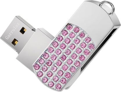USB Flash Drive, 16GB/32GB/64GB/128GB USB2.0 Rotatable Memory Stick Date Storage Pendrive Thumb Drives U Disk(64GB,Pink)