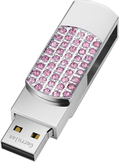 USB Flash Drive, 16GB/32GB/64GB/128GB USB2.0 Rotatable Memory Stick Date Storage Pendrive Thumb Drives U Disk(64GB,Pink)