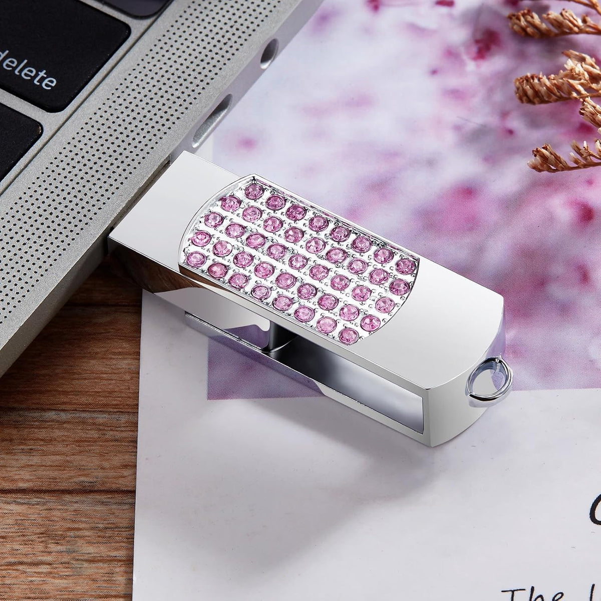 USB Flash Drive, 16GB/32GB/64GB/128GB USB2.0 Rotatable Memory Stick Date Storage Pendrive Thumb Drives U Disk(64GB,Pink)