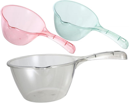 3pcs Portable Water Scoop Thickened Kitchen Ladle for Watering Plants Bathing and Household Use Pink Light Green Brown