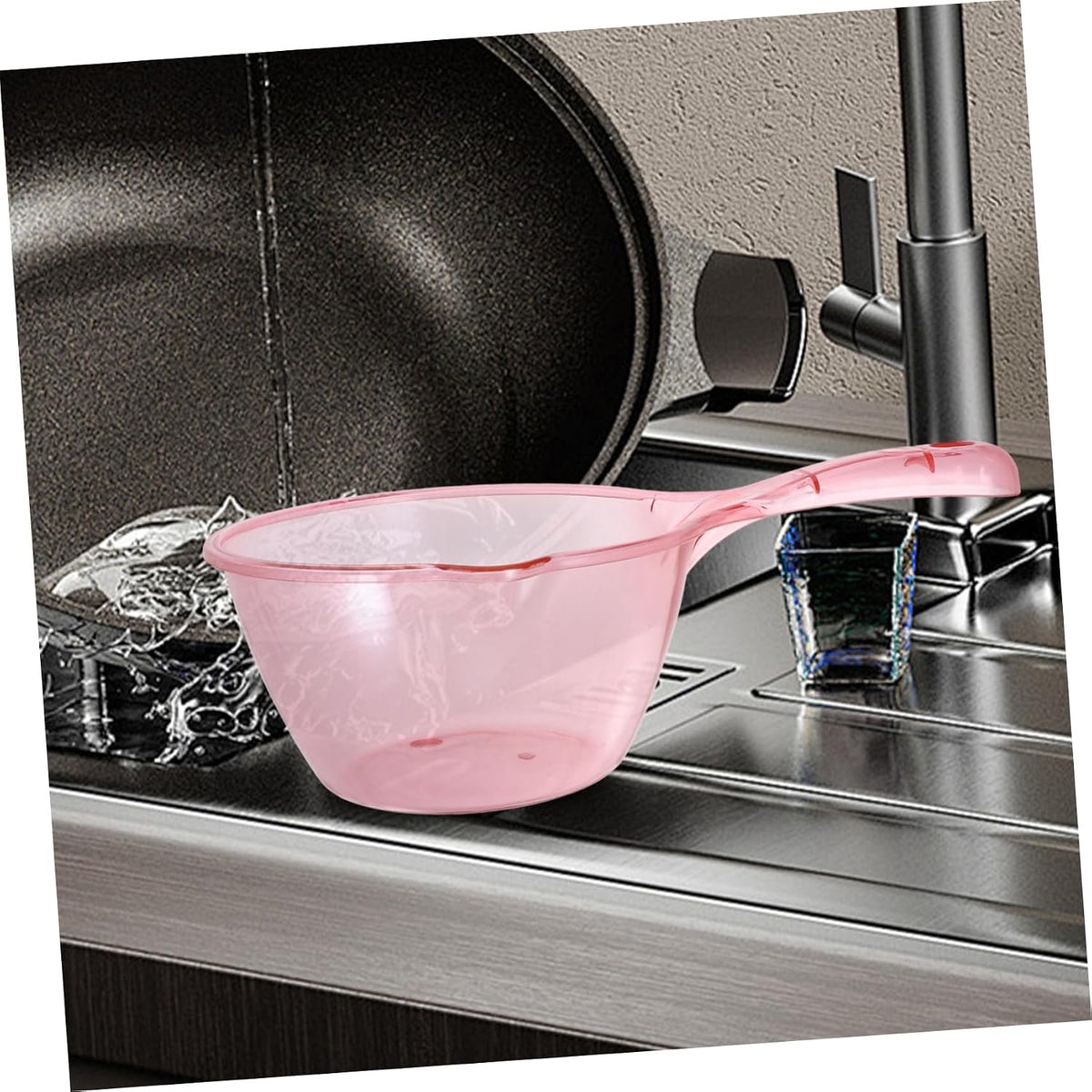 3pcs Portable Water Scoop Thickened Kitchen Ladle for Watering Plants Bathing and Household Use Pink Light Green Brown