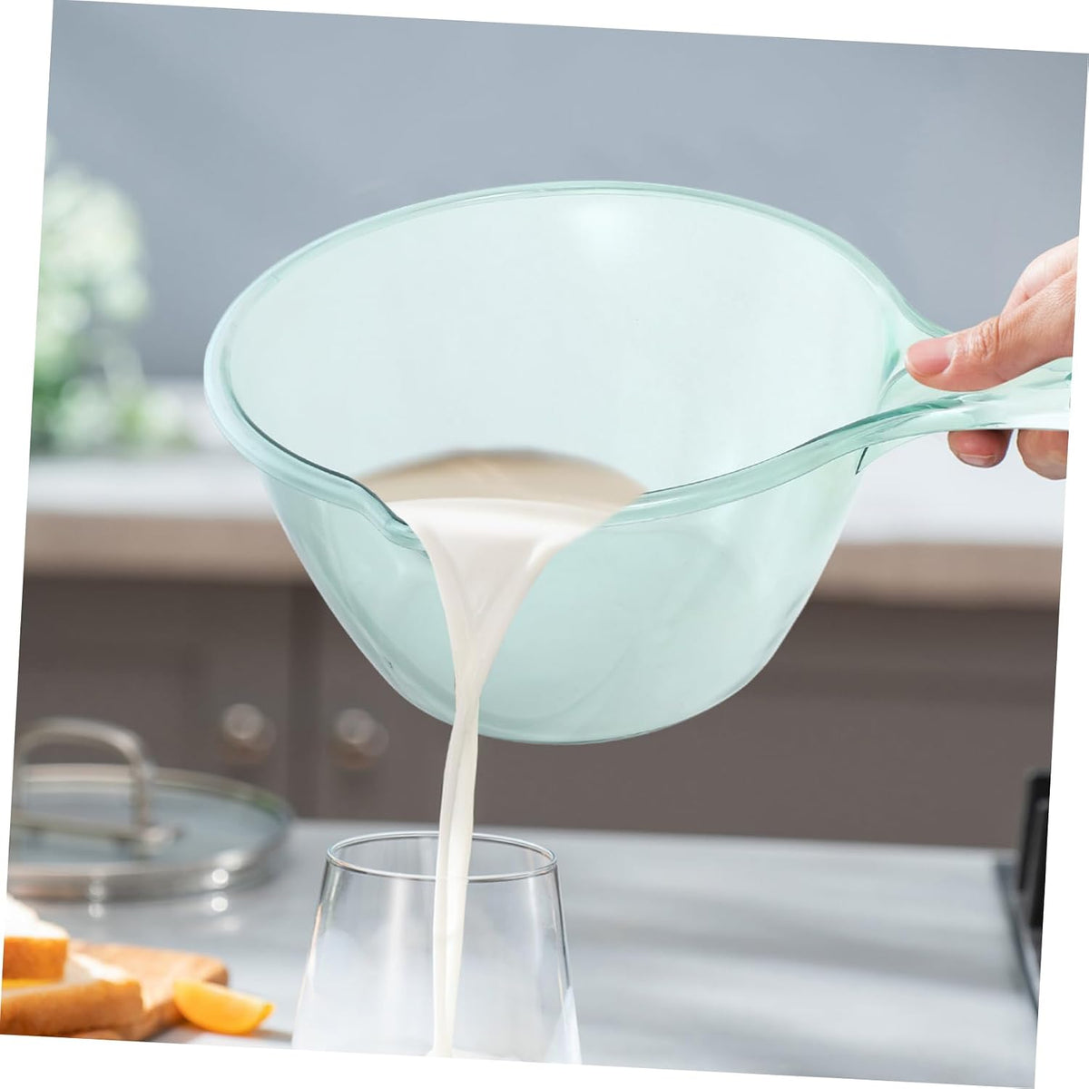 3pcs Portable Water Scoop Thickened Kitchen Ladle for Watering Plants Bathing and Household Use Pink Light Green Brown