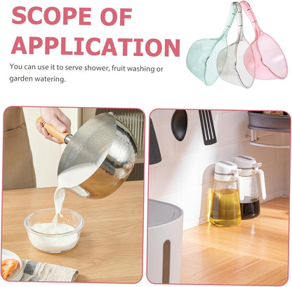 3pcs Portable Water Scoop Thickened Kitchen Ladle for Watering Plants Bathing and Household Use Pink Light Green Brown