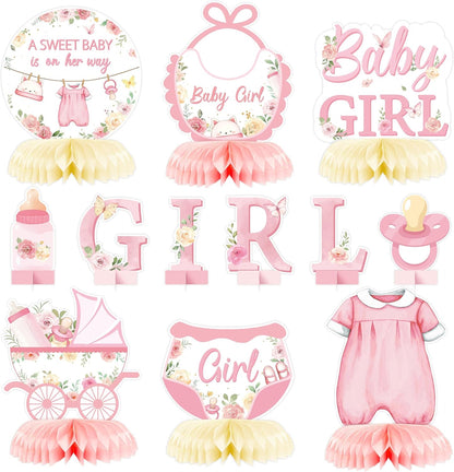 Floral Girl Baby Shower Honeycomb Centerpiece, 12Pcs Party Supplies