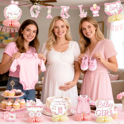 Floral Girl Baby Shower Honeycomb Centerpiece, 12Pcs Party Supplies