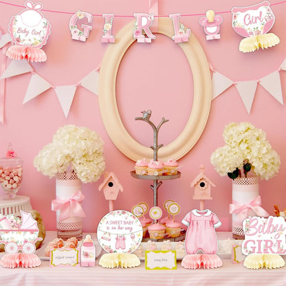 Floral Girl Baby Shower Honeycomb Centerpiece, 12Pcs Party Supplies