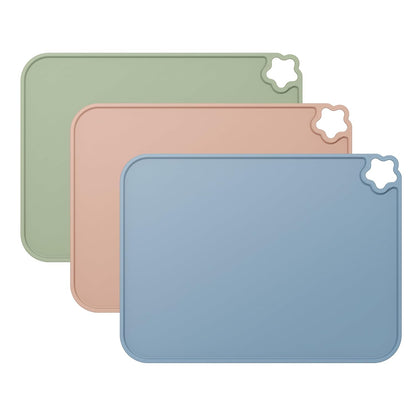 Silicone Placemat for Toddles Kids Non-Slip Reusable Portable Kids Placemats for Dinning Table Heat Resistant Placemats, Baby Placemat Stain Resistant Silicone Mat for Dining Table 3 Pack