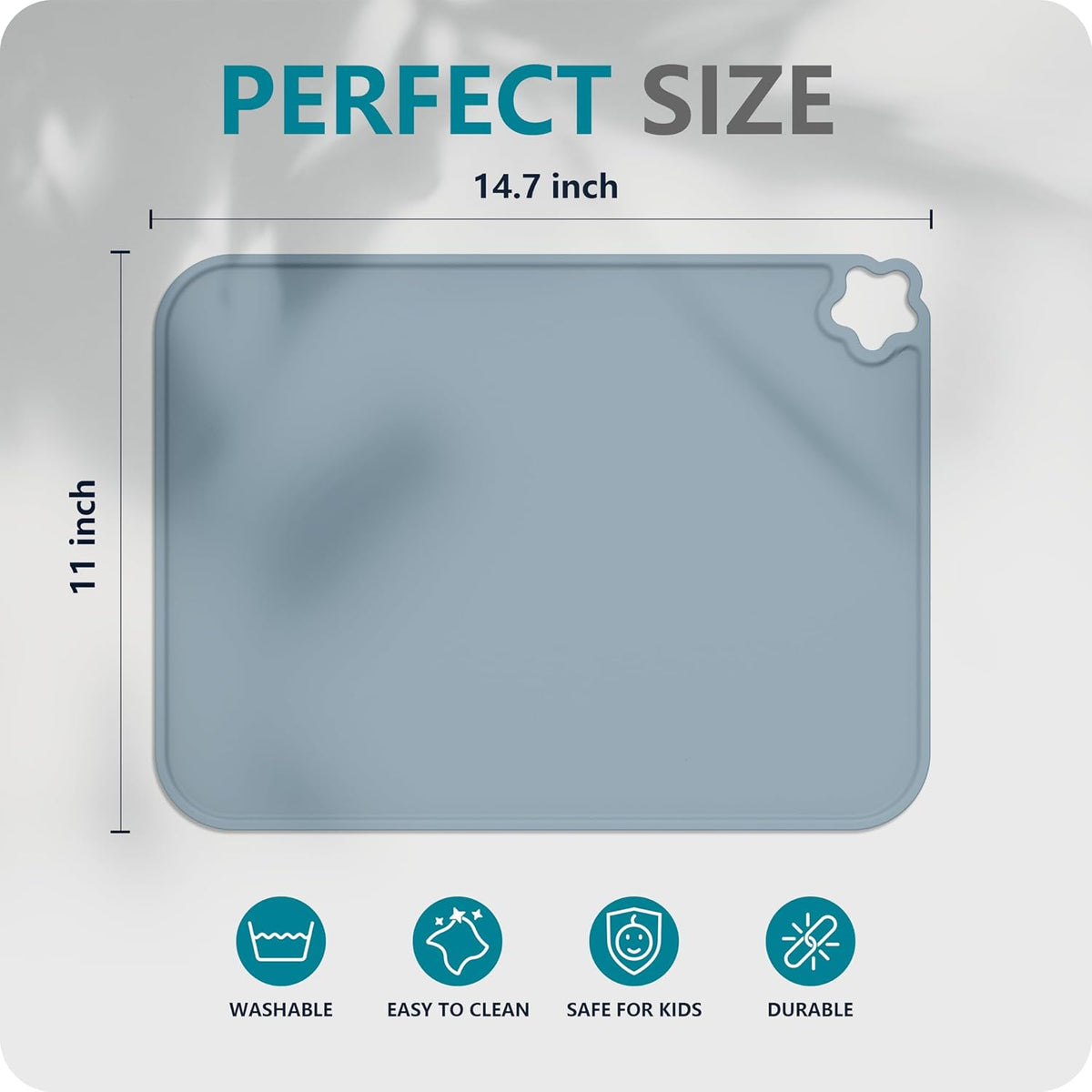 Silicone Placemat for Toddles Kids Non-Slip Reusable Portable Kids Placemats for Dinning Table Heat Resistant Placemats, Baby Placemat Stain Resistant Silicone Mat for Dining Table 3 Pack