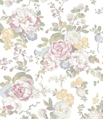 Floral Peel and Stick Wallpaper Boho Watercolor Floral and Leaf Wallpaper
