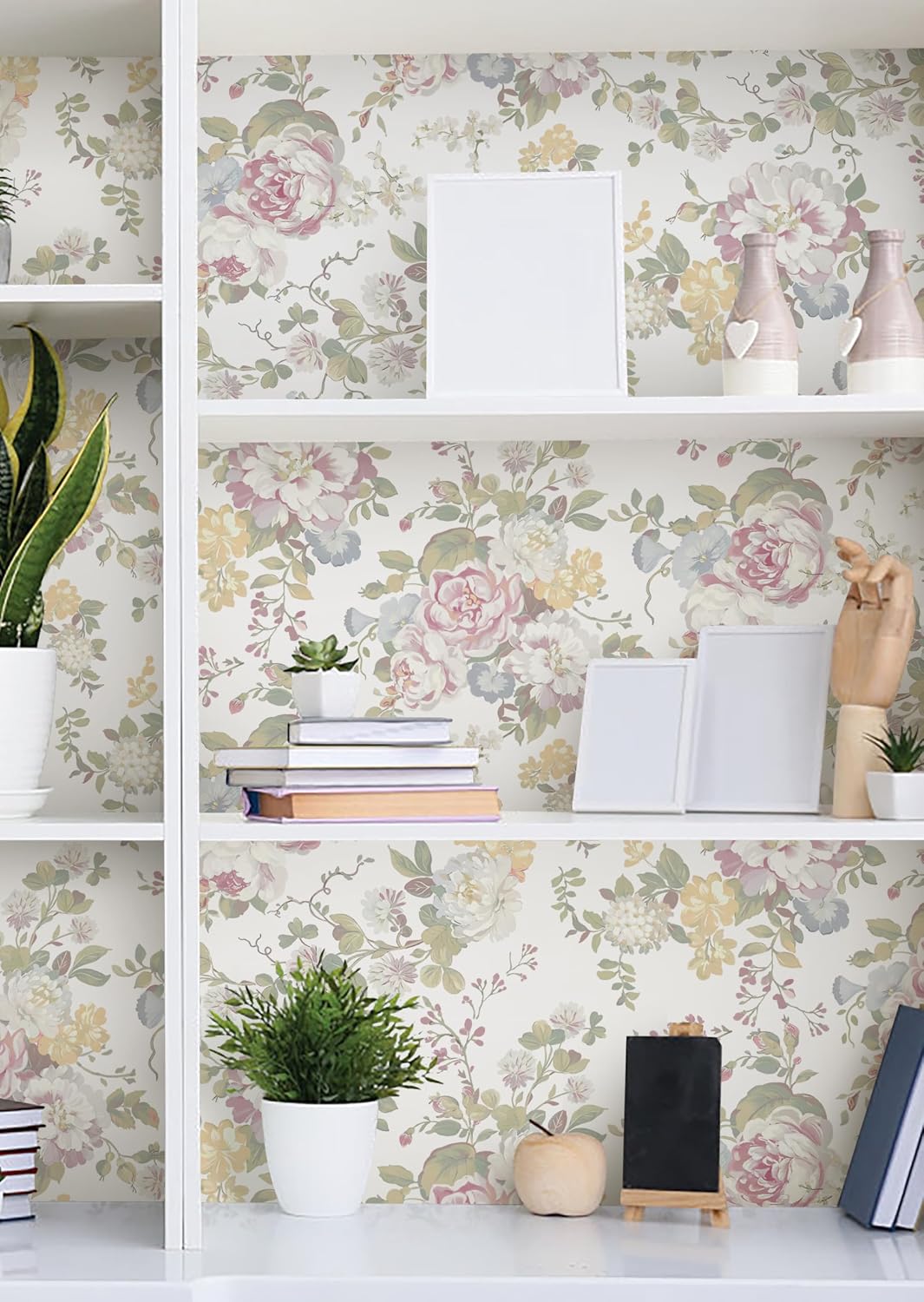 Floral Peel and Stick Wallpaper Boho Watercolor Floral and Leaf Wallpaper