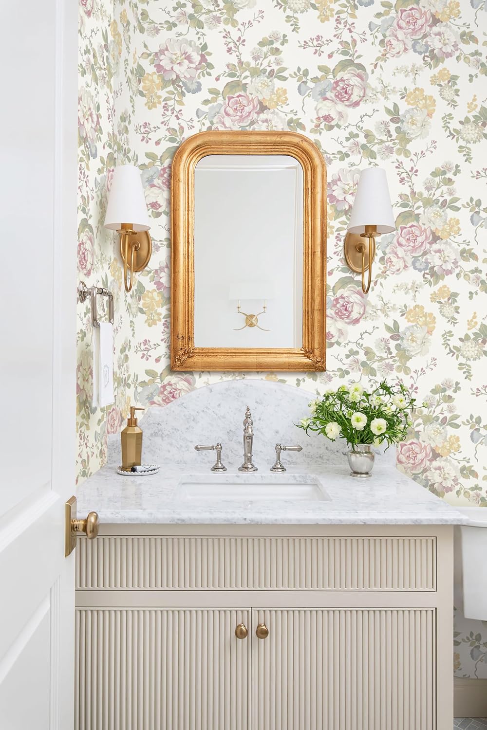 Floral Peel and Stick Wallpaper Boho Watercolor Floral and Leaf Wallpaper