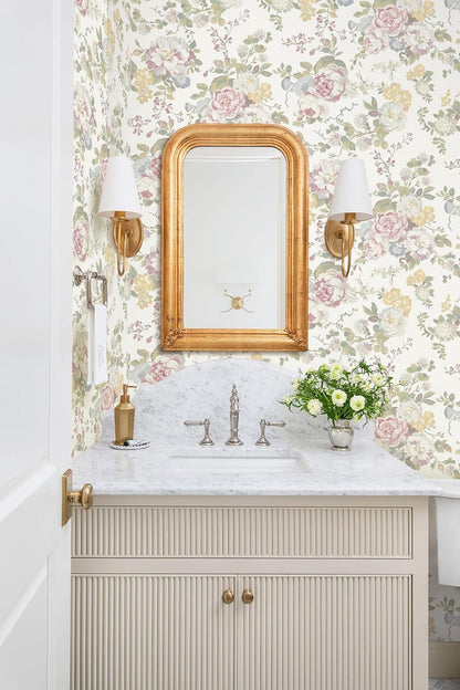 Floral Peel and Stick Wallpaper Boho Watercolor Floral and Leaf Wallpaper