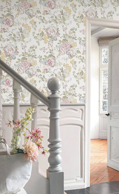 Floral Peel and Stick Wallpaper Boho Watercolor Floral and Leaf Wallpaper