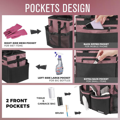 SCAVATA Compact Wearable Cleaning Caddy with Handle & Shoulder Straps