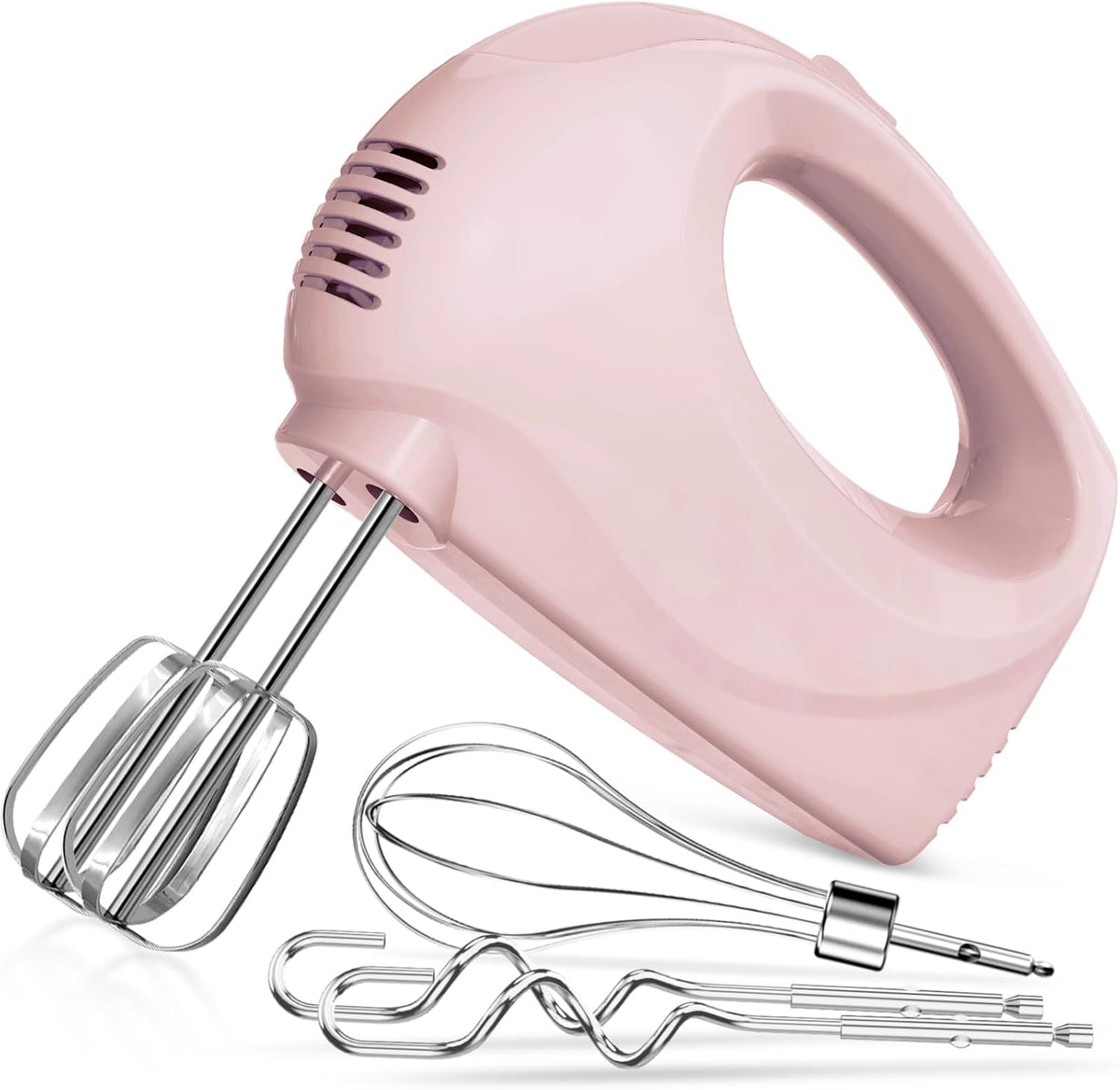 Showvigor Electric Hand Mixer with 5 Stainless Steel Whisks,5 Speed,Pink