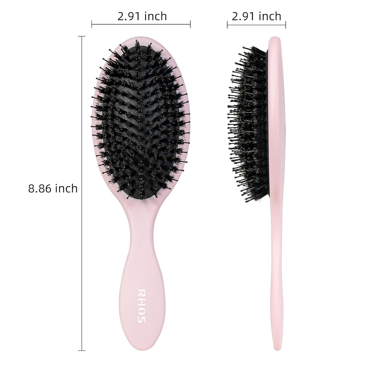 Boar Bristle Hair Brush for Women Men Kid Fine Hair, Pink