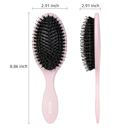 Boar Bristle Hair Brush for Women Men Kid Fine Hair, Pink