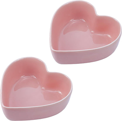 2pcs Heart-Shaped Bowls for Salad Soup Snack Dessert Household Cooking Bowls for Home Kitchen, Pink