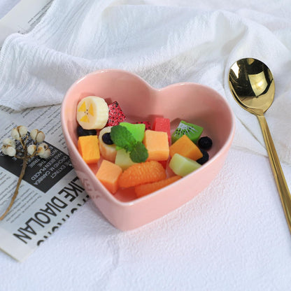 2pcs Heart-Shaped Bowls for Salad Soup Snack Dessert Household Cooking Bowls for Home Kitchen, Pink
