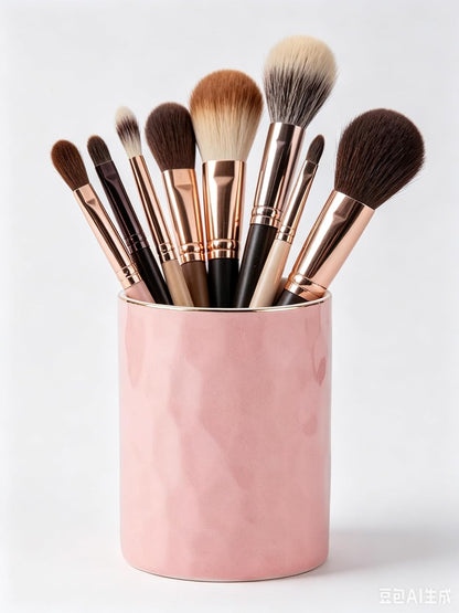 Ceramic Pen Holder Stand Cup Pencil Holder Organizer Makeup Brush Holders for Home Office Desk (Pink)