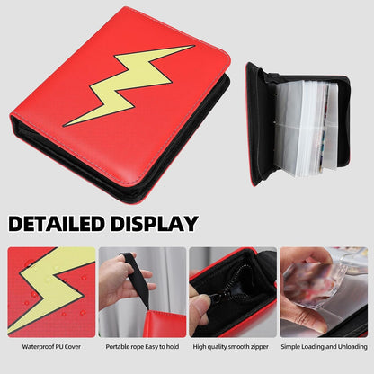 Collectible Trading Card Albums,4 Pocket Card Binder, 400 Double Sided Pocket PU Premium Zip Trading Collection Binderwith 50 Removable Sleeves, Card Folder forTCG, Sports Cards (Pink White)