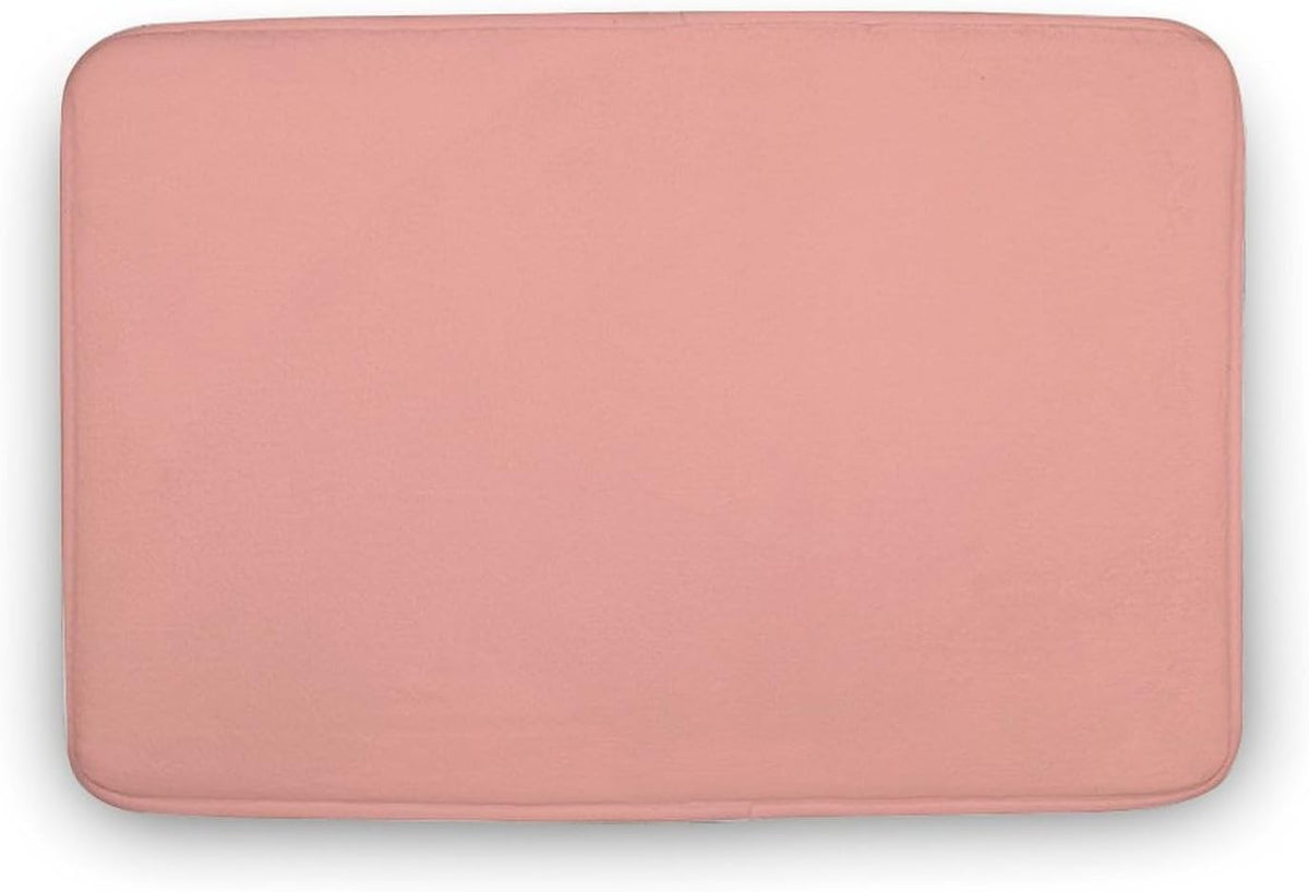 Chic Soft Pink Pale Pastel Solid Modern Bathroom Rugs, Non Slip & Absorbent Bath Mat Carpets for Bathroom, Entryway or Sink 16" x 24"