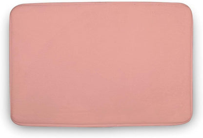 Chic Soft Pink Pale Pastel Solid Modern Bathroom Rugs, Non Slip & Absorbent Bath Mat Carpets for Bathroom, Entryway or Sink 16" x 24"