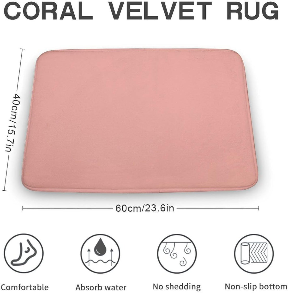 Chic Soft Pink Pale Pastel Solid Modern Bathroom Rugs, Non Slip & Absorbent Bath Mat Carpets for Bathroom, Entryway or Sink 16" x 24"
