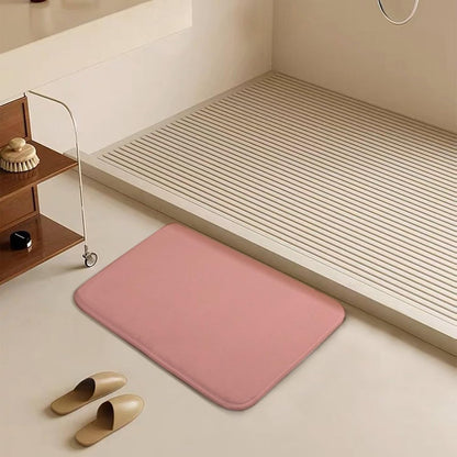 Chic Soft Pink Pale Pastel Solid Modern Bathroom Rugs, Non Slip & Absorbent Bath Mat Carpets for Bathroom, Entryway or Sink 16" x 24"