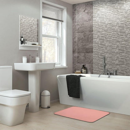 Chic Soft Pink Pale Pastel Solid Modern Bathroom Rugs, Non Slip & Absorbent Bath Mat Carpets for Bathroom, Entryway or Sink 16" x 24"