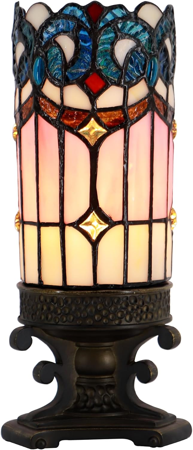 Small Tiffany Lamp Stained Glass Candle Desk Light W4H10.5 inch