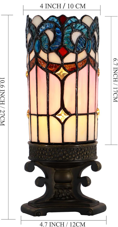 Small Tiffany Lamp Stained Glass Candle Desk Light W4H10.5 inch