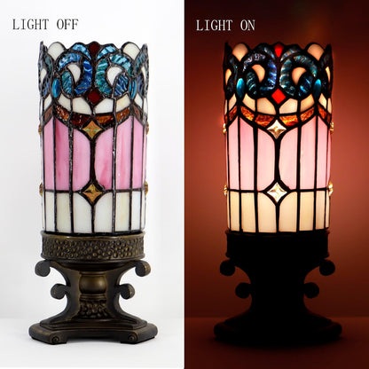 Small Tiffany Lamp Stained Glass Candle Desk Light W4H10.5 inch