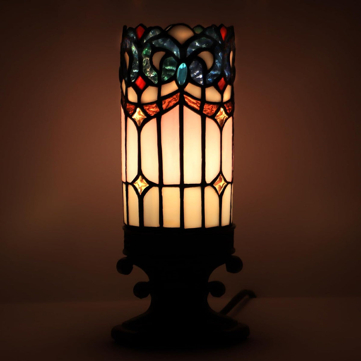 Small Tiffany Lamp Stained Glass Candle Desk Light W4H10.5 inch