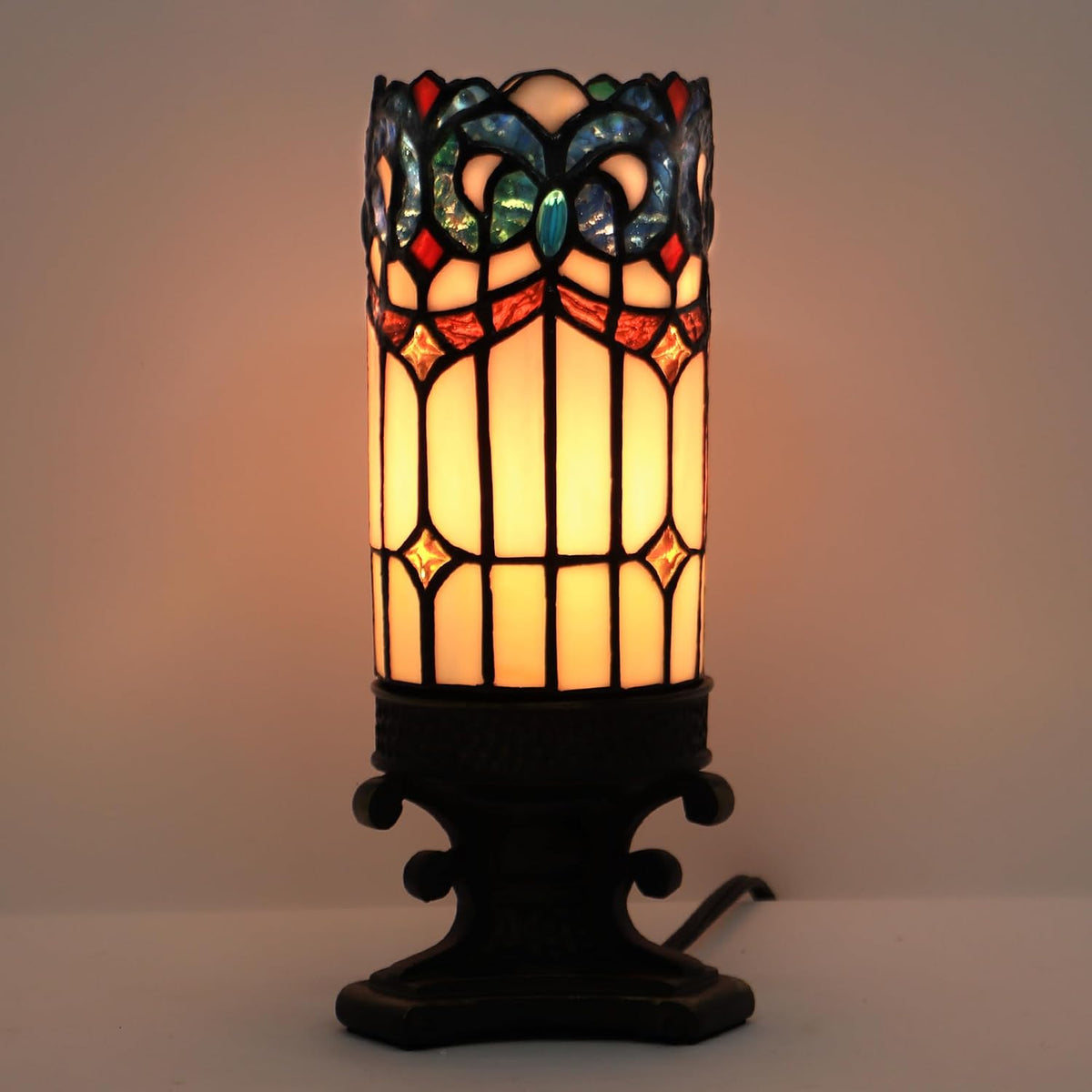 Small Tiffany Lamp Stained Glass Candle Desk Light W4H10.5 inch